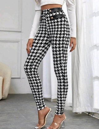 Houndstooth Print Skinny Pants