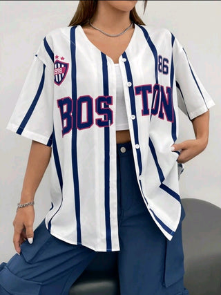 Drop Shoulder Baseball Jersey Shirt