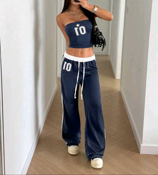 Women's Sporty Sweatpants & Top, 2 Pieces Set, Summer/Spring