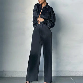 Women's Casual Classic Style Solid Color Polyester Pants Sets