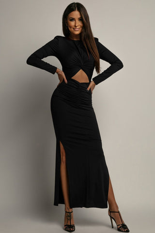 ELASTIC MAXI DRESS WITH A CUT OUT AND A STRAPS