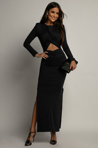 ELASTIC MAXI DRESS WITH A CUT OUT AND A STRAPS