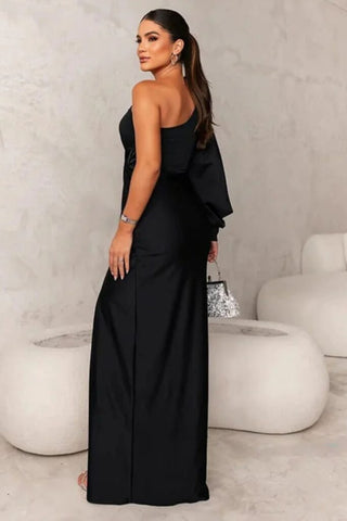 ONE SHOULDER MAXI DRESS WITH AN OPENING IN THE SLEEVE