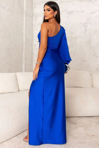 ONE SHOULDER MAXI DRESS WITH AN OPENING IN THE SLEEVE