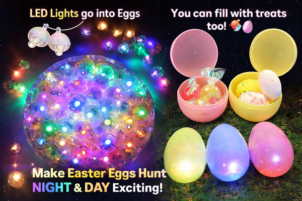 Blinking LED Glow Easter Eggs – Fillable with Treats! – 50 to 300 PCS