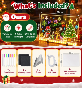 LED Note Board with Color Pens – 20×30cm