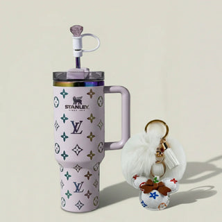 40oz Luxury Quencher Tumbler | FREE Luxury Keychain + Gem Straw Topper