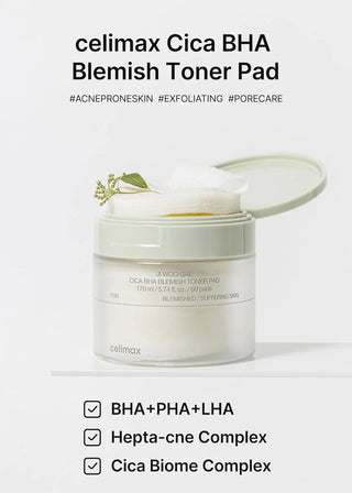 Ji Woo Gae Cica BHA Blemish Toner Pad - Celimax