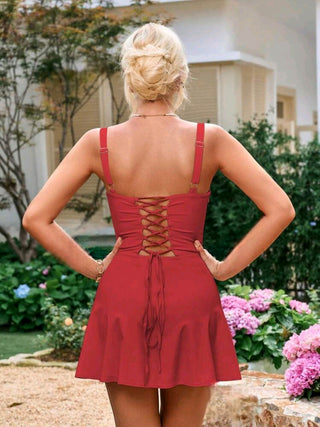 Tie Front Ruched Bust Cami Dress