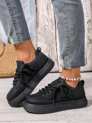 Breathable Lace-Up Round Toe Sneakers For Casual And Sporting