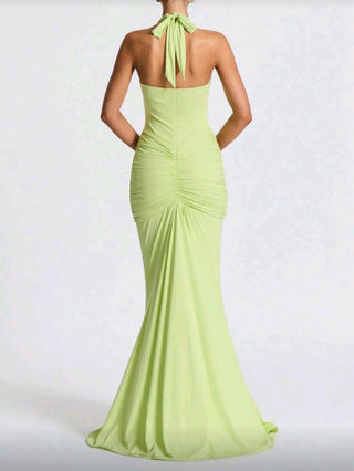 Neon Green Sexy Backless Dress