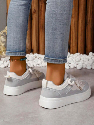Breathable Lace-Up Round Toe Sneakers For Casual And Sporting