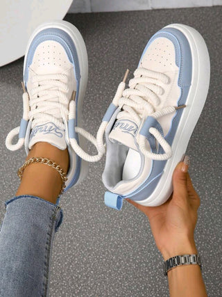 Breathable Lace-Up Round Toe Sneakers For Casual And Sporting