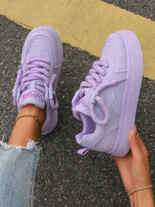 Breathable Lace-Up Round Toe Sneakers For Casual And Sporting