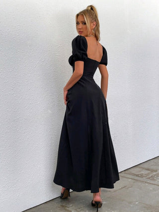 Off Shoulder Tie Front Split Thigh Dress