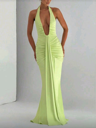 Neon Green Sexy Backless Dress