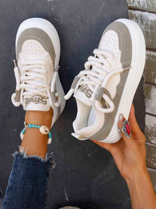 Breathable Lace-Up Round Toe Sneakers For Casual And Sporting