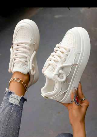 Breathable Lace-Up Round Toe Sneakers For Casual And Sporting